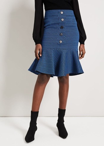 Phase Eight Sabri Tweed Skirts Black/Blue Canada | YOENQG-610